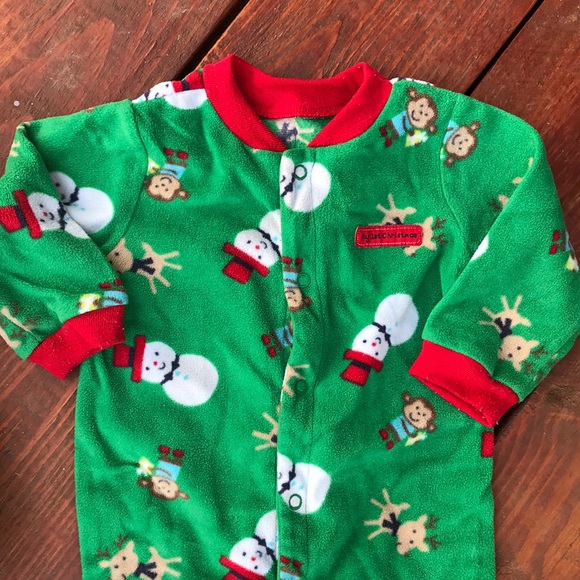 Carters 9M fleece zip up footed Christmas jammies - Picture 5 of 7